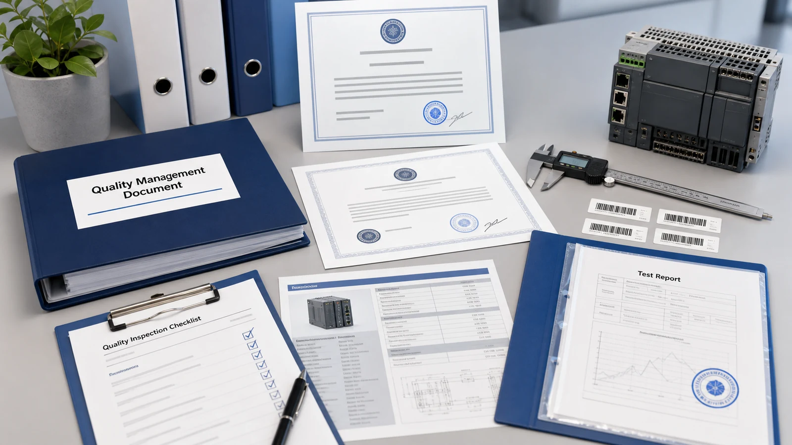 Quality control documents and compliance files for automation product inquiries